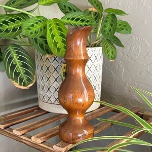 Myrtle wood carved hand made vase signed 8 inches tall‎